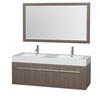 Axa 60 In. Double Vanity in Gray Oak with Acrylic with Resin Top with Integrated Sinks and 58 In. Mirror