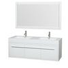 Axa 60 In. Double Vanity in Gloss White, Acrylic, Resin Top, Integrated Sinks and 58 In. Mirror
