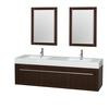 Axa 72 In. Double Vanity in Espresso with Acrylic with Resin Top with Integrated Sinks and 24 In. Mirrors