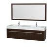 Axa 72 In. Double Vanity in Espresso with Acrylic with Resin Top with Integrated Sinks and 70 In. Mirror