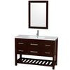 Natalie 48 In. Vanity in Espresso with White Porcelain Top with Integrated Sink and 24 In. Mirror