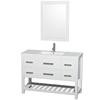 Natalie 48 In. Vanity in White with White Porcelain Top with Integrated Sink and 24 In. Mirror