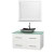 Centra 42 In. Single Vanity in White with Green Glass Top with Black Granite Sink and 36 In. Mirror