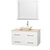Centra 42 In. Single Vanity in White with Ivory Marble Top with Bone Porcelain Sink and 36 In. Mirror