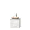 Centra 24 In. Single Vanity in White with White Carrera Top with Ivory Sink and No Mirror