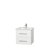 Centra 24 In. Single Vanity in White with White Carrera Top with Suuare Sink"and No Mirror