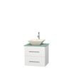 Centra 24 In. Single Vanity in White with Green Glass Top with Bone Porcelain Sink and No Mirror