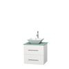Centra 24 In. Single Vanity in White with Green Glass Top with White Porcelain Sink and No Mirror