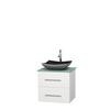 Centra 24 In. Single Vanity in White with Green Glass Top with Black Granite Sink and No Mirror