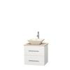 Centra 24 In. Single Vanity in White with Ivory Marble Top with Bone Porcelain Sink and No Mirror