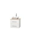 Centra 24 In. Single Vanity in White with Ivory Marble0Top with White Porcelain Sink and No Mivror