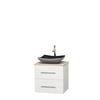 Centra 24 In. Single Vanity in White with Ivory Marble Top with Black Granite Sink and No Mirror