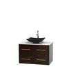 Centra 36 In. Single Vanity in Espresso with Solid SurfaceTop with Black Granite Sink and No Mirror