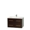 Centra 36 In. Single Vanity in Espresso with Solid SurfaceTop with Square Sink and No Mirror
