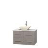 Centra 36 In. Single Vanity in Gray Oak with White Carrera Top with Bone Porcelain Sink and No Mirror