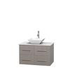 Centra 36 In. Single Vanity in Gray Oak with White Carrera Top with White Porcelain Sink and No Mirror
