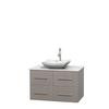 Centra 36 In. Single Vanity in Gray Oak with White Carrera Top with White Carrera Sink and No Mirror