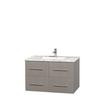 Centra 36 In. Single Vanity in Gray Oak with White Carrera Top with Square Sink and No Mirror