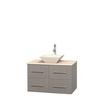 Centra 36 In. Single Vanity in Gray Oak with Ivory Marble Top with Bone Porcelain Sink and No Mirror