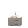Centra 36 In. Single Vanity in Gray Oak with Ivory Marble Top with White Porcelain Sink and No Mirror