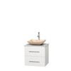 Centra 24 In. Single Vanity in White with Solid SurfaceTop with Ivory Sink and No Mirror