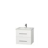 Centra 24 In. Single Vanity in White with Solid SurfaceTop with Square Sink and No Mirror
