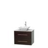 Centra 30 In. Single Vanity in Espresso with White Carrera Top with White Porcelain Sink and No Mirror