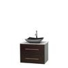 Centra 30 In. Single Vanity in Espresso with White Carrera Top with Black Granite Sink and No Mirror