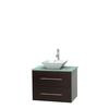 Centra 30 In. Single Vanity in Espresso with Green Glass Top with White Porcelain Sink and No Mirror
