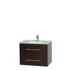 Centra 30 In. Single Vanity in Espresso with Green Glass Top with Square Sink and No Mirror