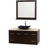 Centra 48 In. Single Vanity in Espresso with Ivory Marble Top with Black Granite Sink and 36 In. Mirror
