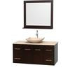 Centra 48 In. Single Vanity in Espresso with Ivory Marble Top with Ivory Sink and 36 In. Mirror