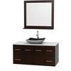 Centra 48 In. Single Vanity in Espresso with Solid SurfaceTop with Black Granite Sink and 36 In. Mirror