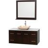 Centra 48 In. Single Vanity in Espresso with Solid SurfaceTop with Ivory Sink and 36 In. Mirror