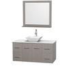 Centra 48 In. Single Vanity in Gray Oak with White Carrera Top with White Porcelain Sink and 36 In. Mirror