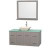 Centra 48 In. Single Vanity in Gray Oak with Green Glass Top with Bone Porcelain Sink and 36 In. Mirror