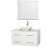Centra 42 In. Single Vanity in White with Solid SurfaceTop with Bone Porcelain Sink and 36 In. Mirror