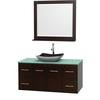 Centra 48 In. Single Vanity in Espresso with Green Glass Top with Black Granite Sink and 36 In. Mirror