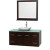 Centra 48 In. Single Vanity in Espresso with Green Glass Top with White Carrera Sink and 36 In. Mirror
