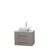 Centra 30 In. Single Vanity in Gray Oak with White Carrera Top with White Porcelain Sink and No Mirror