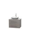 Centra 30 In. Single Vanity in Gray Oak with White Carrera Top with White Carrera Sink and No Mirror