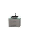 Centra 30 In. Single Vanity in Gray Oak with Green Glass Top with Black Granite Sink and No Mirror