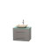Centra 30 In. Single Vanity in Gray Oak with Green Glass Top with Ivory Sink and No Mirror