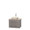 Centra 30 In. Single Vanity in Gray Oak with Ivory Marble Top with Bone Porcelain Sink and No Mirror
