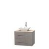 Centra 30 In. Single Vanity in Gray Oak with Ivory Marble Top with White Porcelain Sink and No Mirror