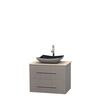 Centra 30 In. Single Vanity in Gray Oak with Ivory Marble Top with Black Granite Sink and No Mirror