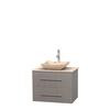 Centra 30 In. Single Vanity in Gray Oak with Ivory Marble Top with Ivory Sink and No Mirror