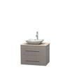 Centra 30 In. Single Vanity in Gray Oak with Ivory Marble Top with White Carrera Sink and No Mirror