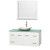 Centra 48 In. Single Vanity in White with Green Glass Top with White Carrera Sink and 36 In. Mirror