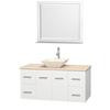 Centra 48 In. Single Vanity in White with Ivory Marble Top with Bone Porcelain Sink and 36 In. Mirror